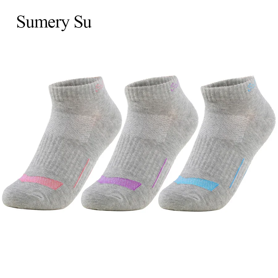 3 Pairs/Lot Running Women Socks Short Outdoor Casual Cotton Comfortable Colorful Stripe Grey Sports Ankle Ladies Girls Gift