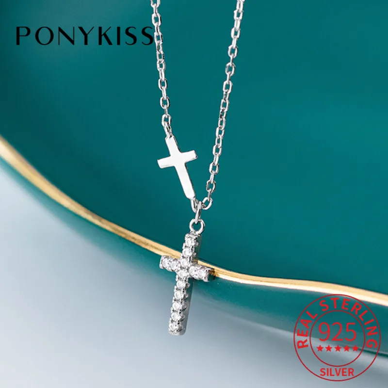 Ожерелье с подвеской крестом из серебра 925 пробы фианитами|Ожерелья| |