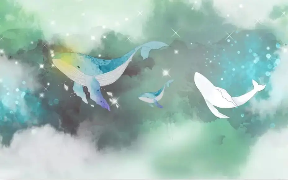 Настенные 3D-обои Milofi на заказ мультяшный рисунок Кита звездное небо для детской