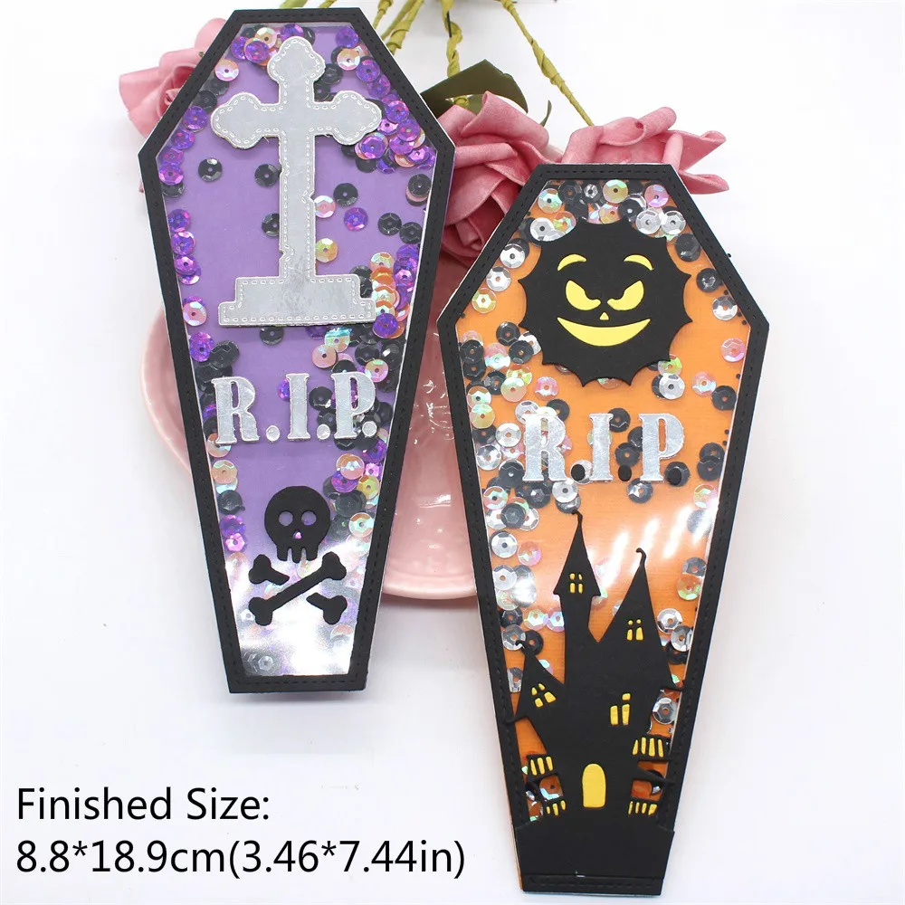 ZFPARTY Halloween Coffin Shaker Metal Cutting Dies Stencils for DIY Scrapbooking Decorative Embossing DIY Paper Cards