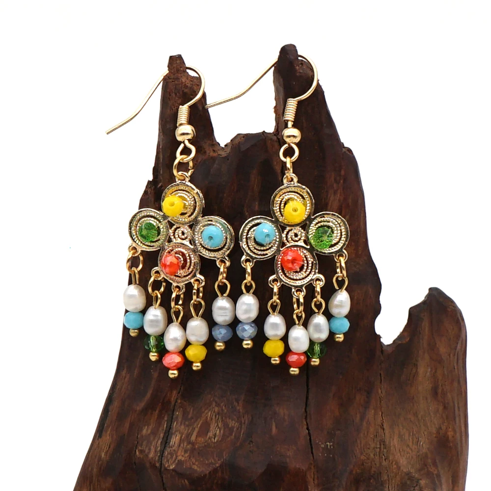 

Go2Boho Freshwater Pearl Earring For Ladies Boho Jewelry 2021 Fashion Drop Dangle Earrings Colorful Bead Ethnic Jewellery