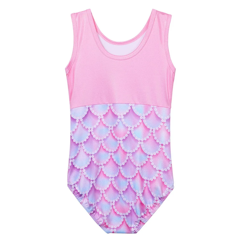 Балетное трико BAOHULU для девочек без рукавов весы розовое гимнастическое детский