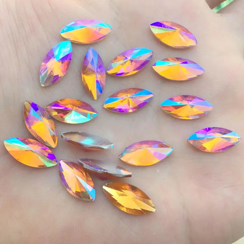 

300 шт., стразы для дизайна ногтей, 7 х15 мм