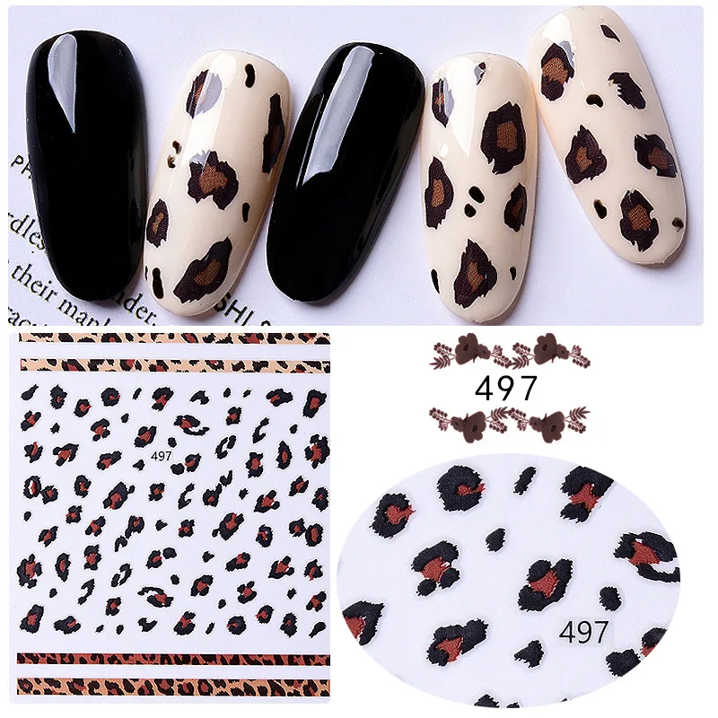 1 шт. самоклеящиеся 3D Наклейки для ногтей с леопардовым принтом|Стикеры и
