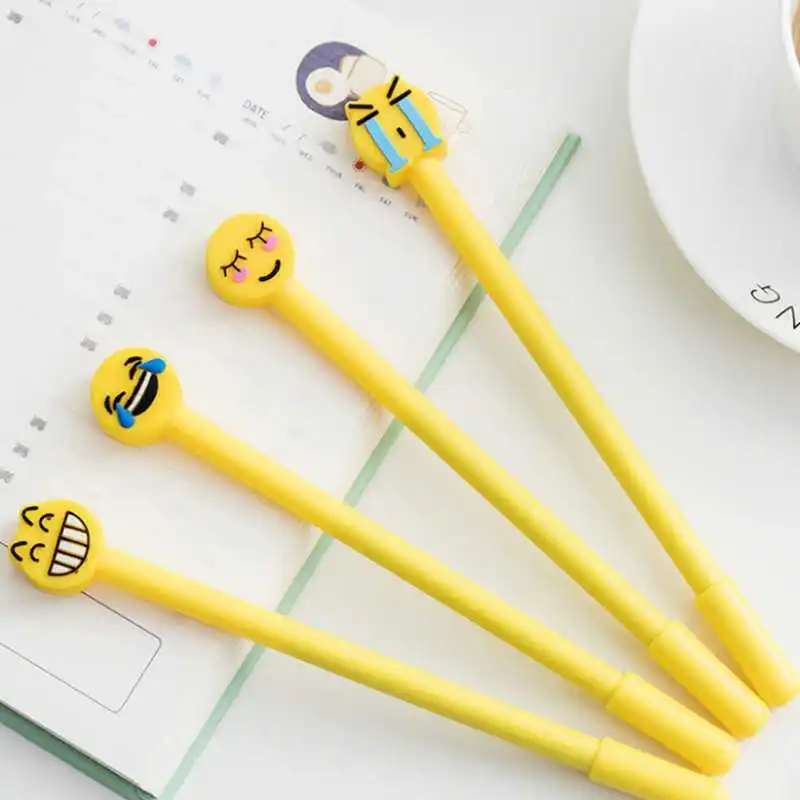 Корейский кавайный милый мультипликационная гелевая ручка смайлик черные