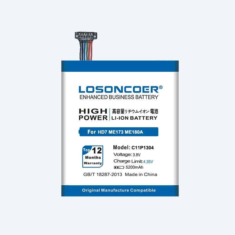 100% Оригинальный аккумулятор LOSONCOER C11P1304 5200 мАч для Asus Memo Pad HD7 HD 7 ME180A K00L ME173X K00B ME173