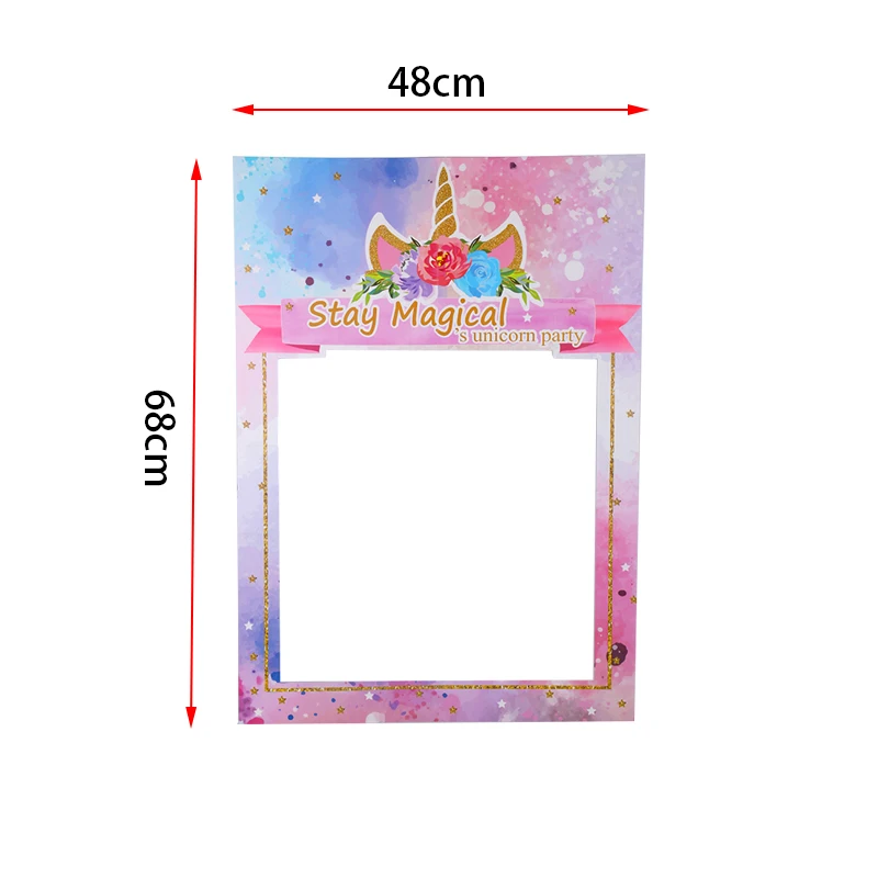 photo frame WEIGAO Единорог партии шар День рождения Фольга шары Единорог торт Toppers Декор DIY День рождения Декор Единорог вечеринок - Цвет: photo frame