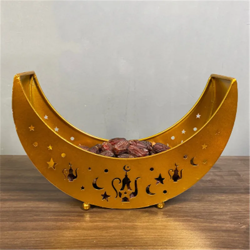 

Ramadan Festival Tray Muslim Moon Star Tranditional Serving Tray Dessert Plate Kitchen Items Food Trays Decorative Luxury Tray