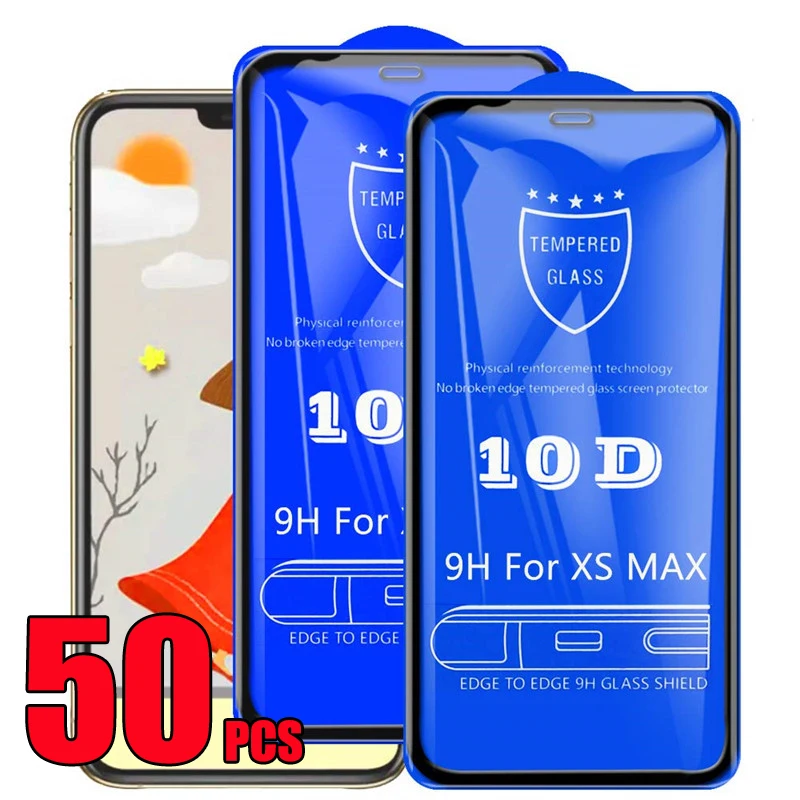 Закаленное стекло 10D с полным клеем для iPhone 13 Pro Max 12 Mini 11 XS XR X 8 7 6 Plus SE изогнутая