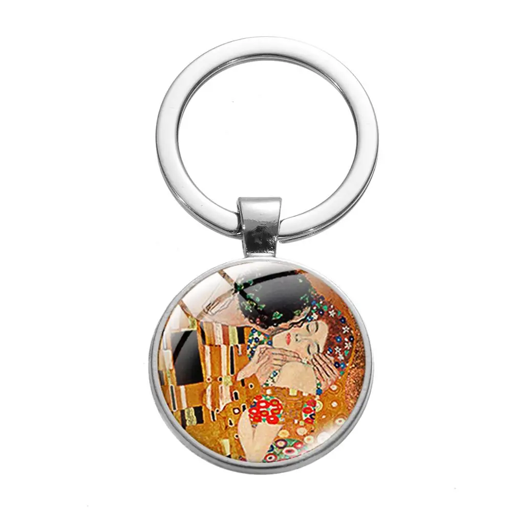 Брелок для ключей Gustav Klimt The Kiss с художественной росписью стеклянная Хрустальная