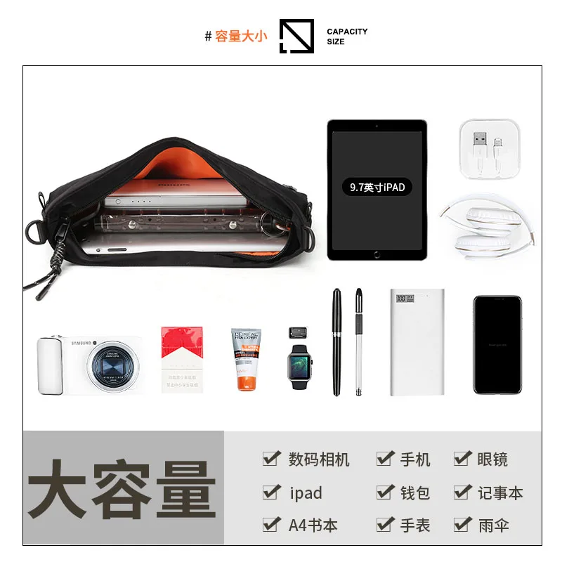 

Mens Techwear Sling Bag Unisex Messenger Bag Casual Shoulder Bag Simple Crossbody Bag Small Shoulder Bag Trendy Messenger Bag