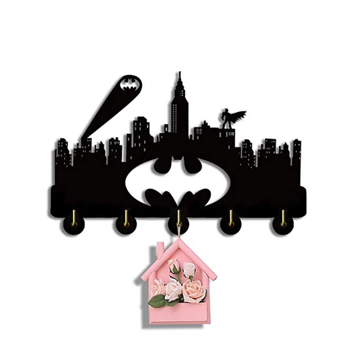 Batman001 Настенная вешалка с Бэтменом, настенная вешалка, стойка для ключей, держатель для ключей, персональный подарок для дома, подарок на свадьбу - Цвет: Batman001