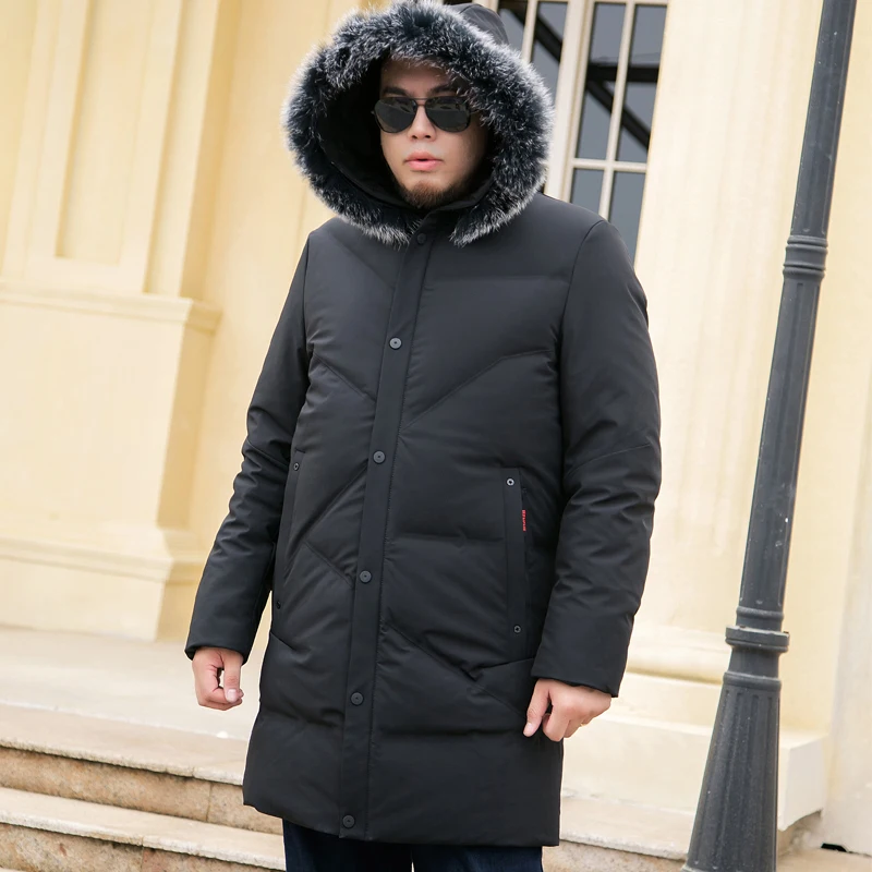 Мужской теплый пуховик Parker новая куртка на белом утином пуху размера плюс 5XL 6XL 7XL