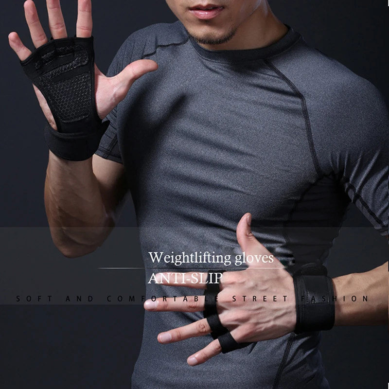 Breathable Anti Slip Gym Fingerless Glove Sports Fitness for Women Men Bodybuilding Weightlifting Excise Sport Gloves | Спорт и