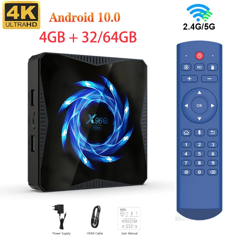 

ТВ-приставка X96Q на Android 10, 10,0 ОС, 4 ГБ, 64 ГБ, 32 ГБ, 6K, 3D видео, H.265, медиаплеер, 2,4G, 5 ГГц, Wi-Fi, ТВ-приставка, Приставка Smart TV