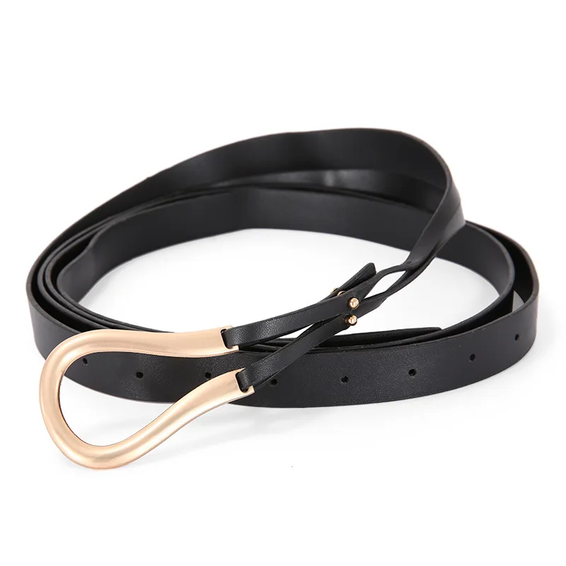 

Women Punk Chain Belt Adjustable Black Double/Single Eyelet Grommet Metal Buckle Leather Waistband For Jeans Slimming Body Belts