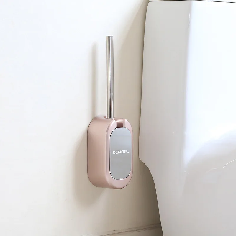 

Creative Free Wall-Mounted Home Toilet Brush Set Upscale Hotel Club Stainless Steel Toilet Brush Factory Wholesale