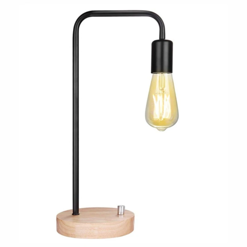 

Retro Light Bulb Bedside Dimmable Night Light Wrought Iron Table Lamp Creative E8BD