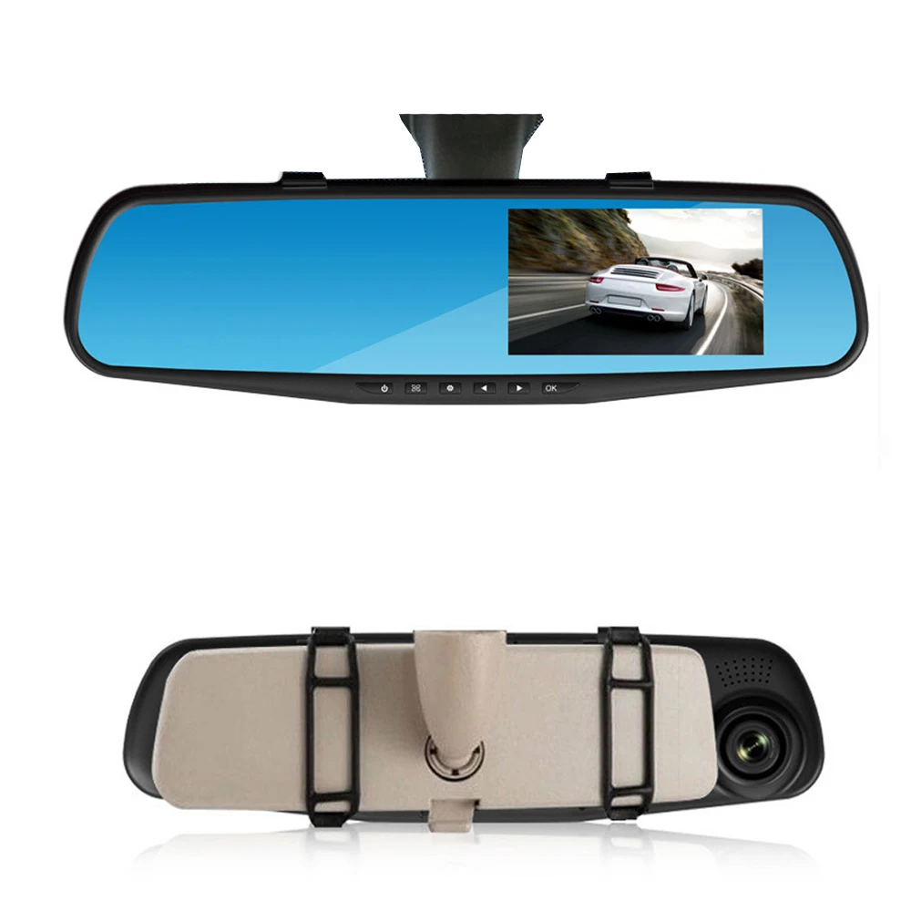 Двойная камера Автомобильный видеорегистратор Камера зеркало заднего вида
