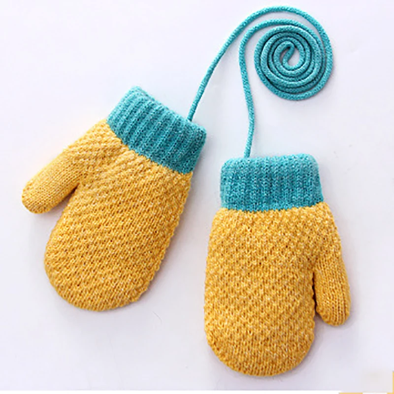 yellow Детские перчатки, зимние теплые перчатки, милые детские Мультяшные бархатные утолщенные перчатки для маленьких девочек и мальчиков - Цвет: yellow