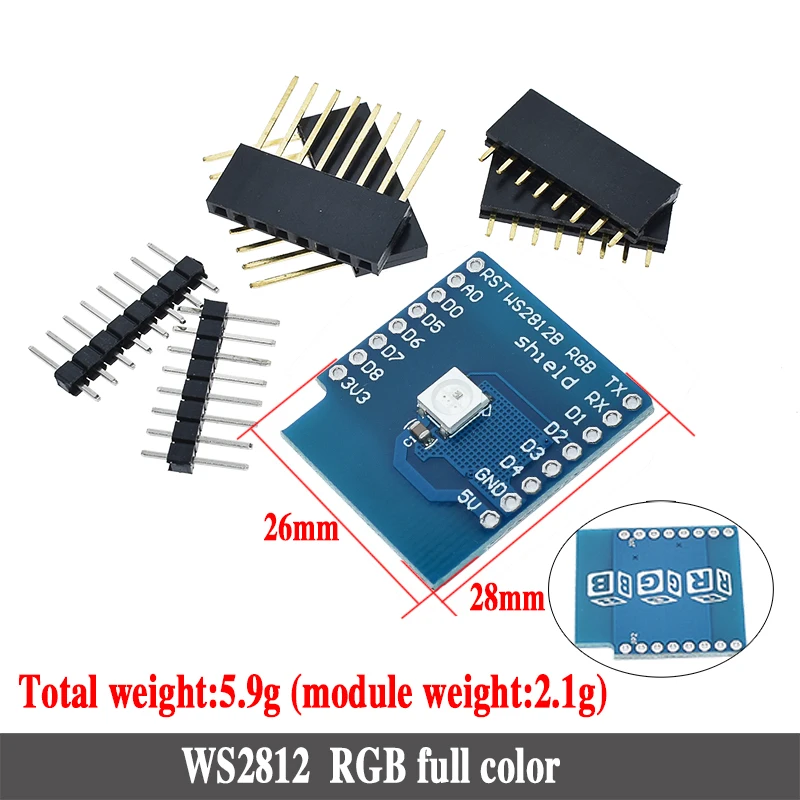 D1 Mini ESP8266 ESP-12 ESP-12F CH340G CH340 V2 USB WeMos wifi макетная плата D1 Mini NodeMCU Lua IOT плата 3,3 В с контактами - Цвет: D1 RGB module
