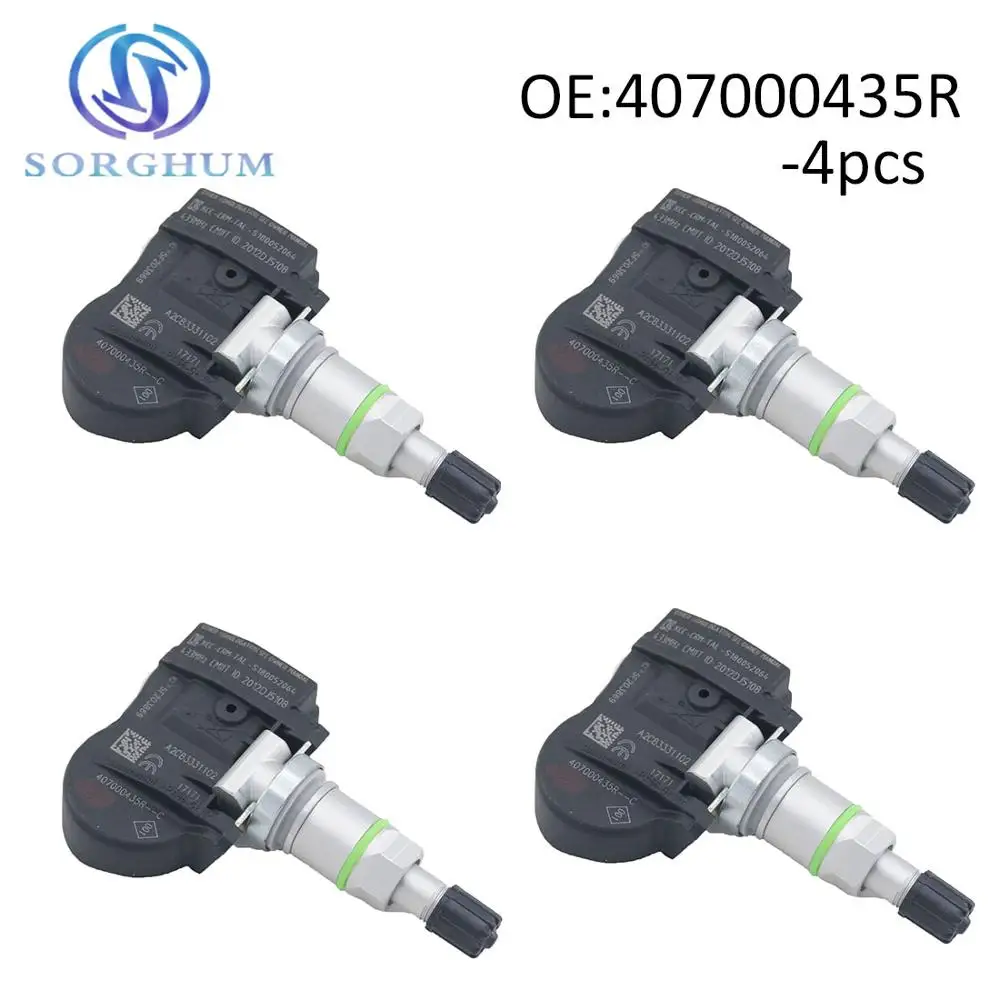 

4pcs 407000435R TPMS Tire Pressure Sensor For Renault Megane Laguna Fluence Latitude 433MHZ 40700-0435R, S180052064Z