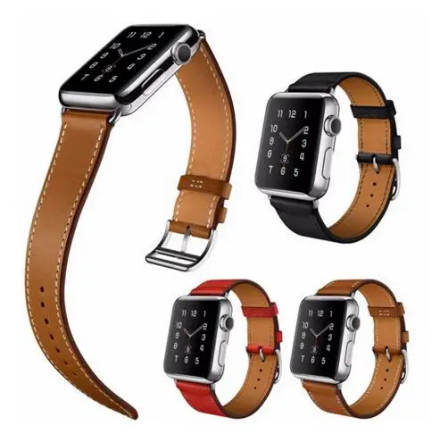 Series 7/6/5/4/3 Single Tour Leather strap For Apple Watch band 38mm 42mm 40mm 44mm 45 41 iWatch se braclet | Наручные часы
