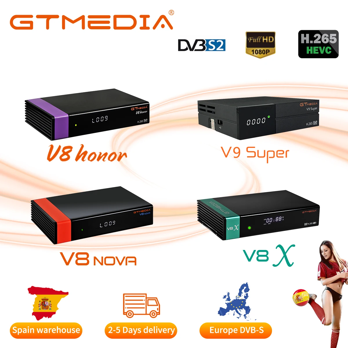 

DVB S2X FTA Gtmedia V8X Satellite Receiver Support H.265 Built-in WiFi Full Hd CA Slot Satellite Decoder TV box Hot Sales