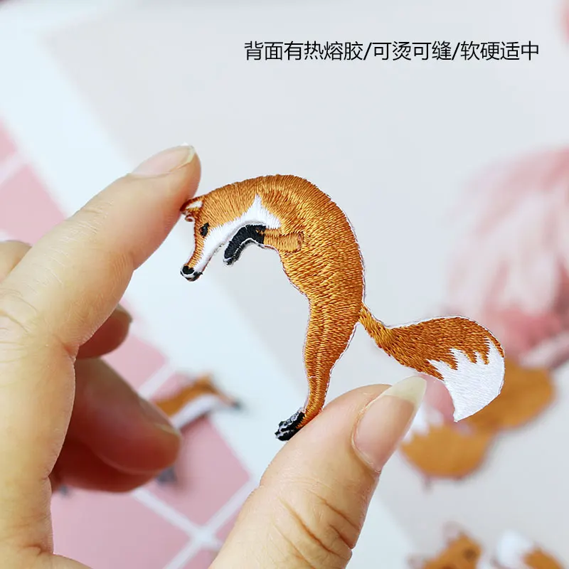 Мини прекрасный лиса вышивка патч parches швейная фурнитура мешок для одежды