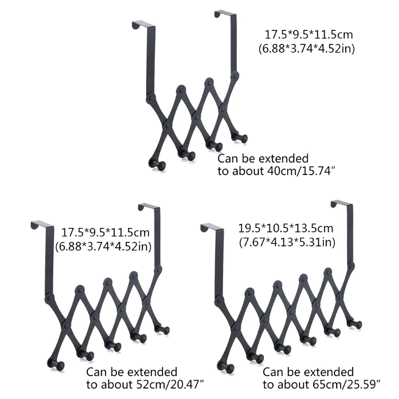 

Door Rear Hanging Retractable Hook Metal Finish Coat Rack Clothes Pegs Simple Design Decorative Household Storage