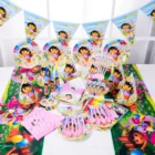 Детская одноразовая посуда на тему Приключения девочки, украшение для дня рождения, бумажный стаканчик, тарелка, товары для детского душа