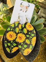 2020 spring and summer multi layer sunflower daisy flower leather earrings sequined leaves small daisy earrings hot sale