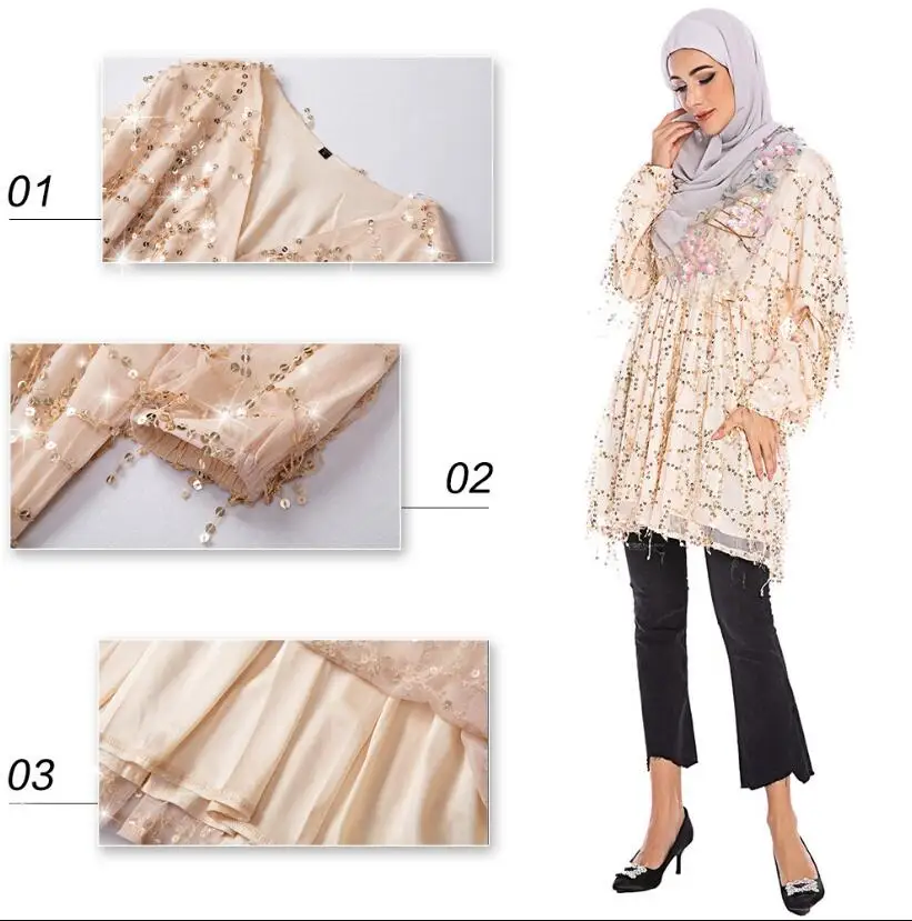 

Fashion Sequin Abaya Dubai Hijab Muslim top Turkish Caftan Marocain Kaftan Islamic Clothing Abayas For Women Pakistan a1284