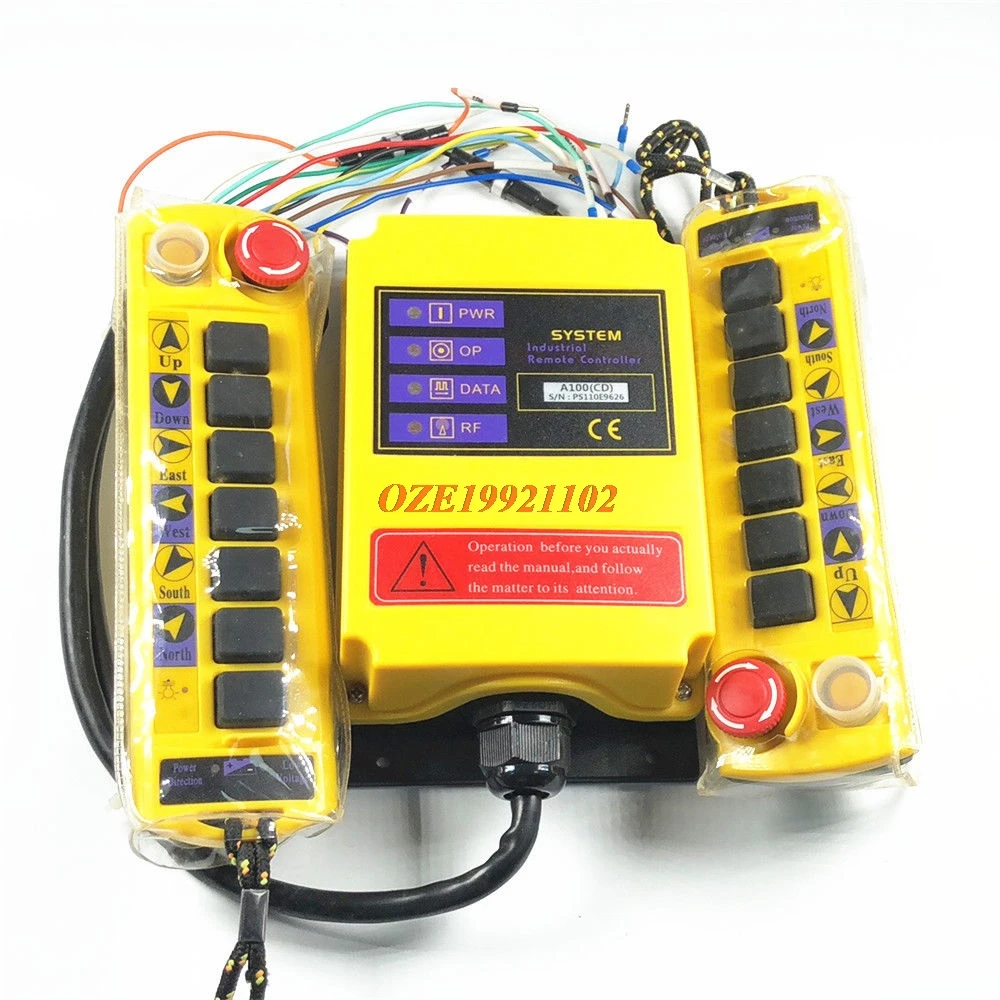 1set 1 Speed 1/2 transmitter Control Hoist Crane Radio Remote Control System Controller 12V/24V/36V/110V/220V/380V/415V