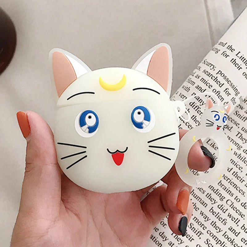 WT Чехол для Airpods с изображением кота Сейлор Мун, милый чехол для наушников с Bluetooth для Air pods, чехол для наушников, силиконовый чехол для зарядки - Цвет: WT
