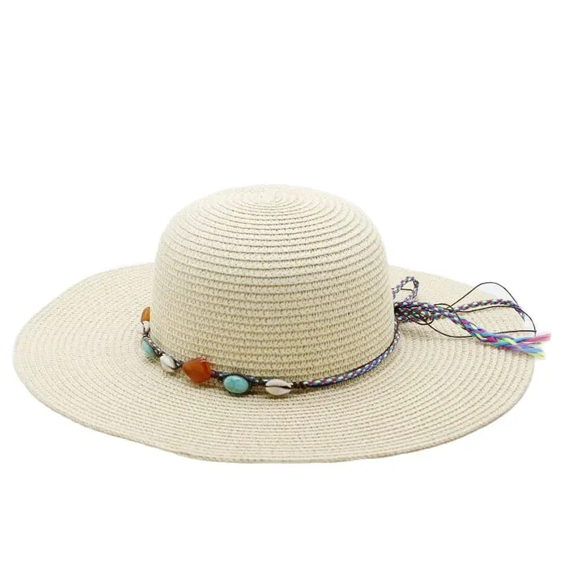 Шляпа Женская круглая из рафии Соломенная Панама с широким полям складная для