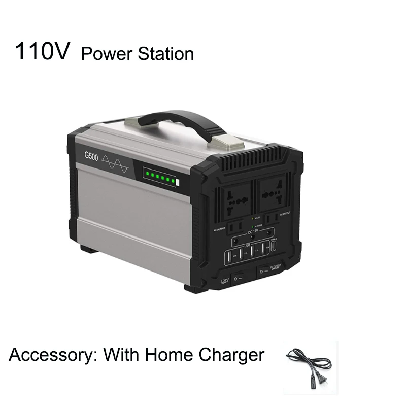 110V US PLUG Портативная электростанция переменного тока 500 Вт Солнечный генератор для хранения энергии 120000 мАч 110 В 220 в батарейный блок питания - Цвет: 110V US PLUG