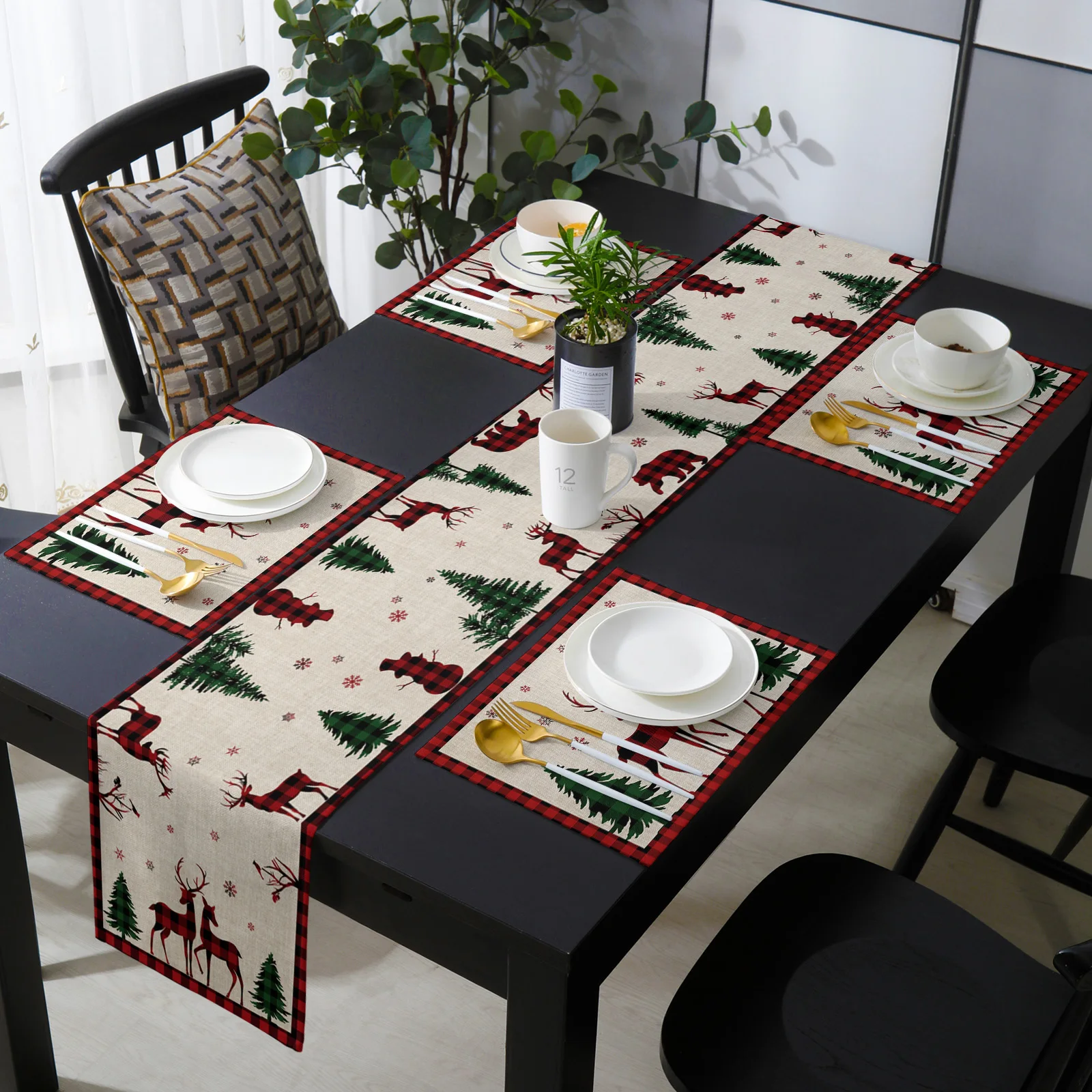 natal mesa corredor e placemat conjunto de