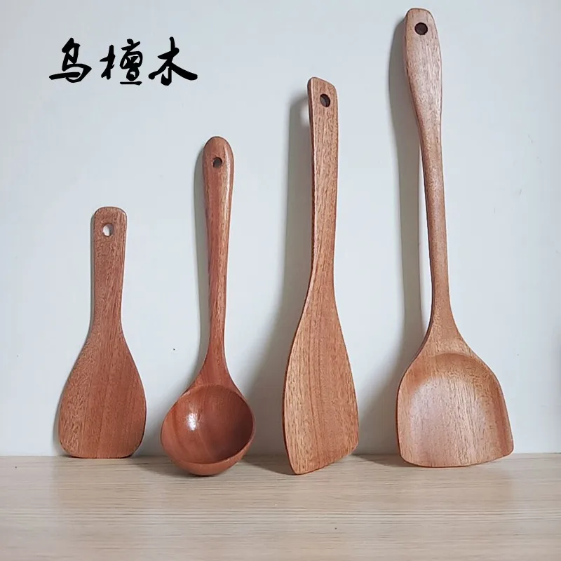 Лопатка черная ложка деревянная лопата для супа длинная ручка лопатка