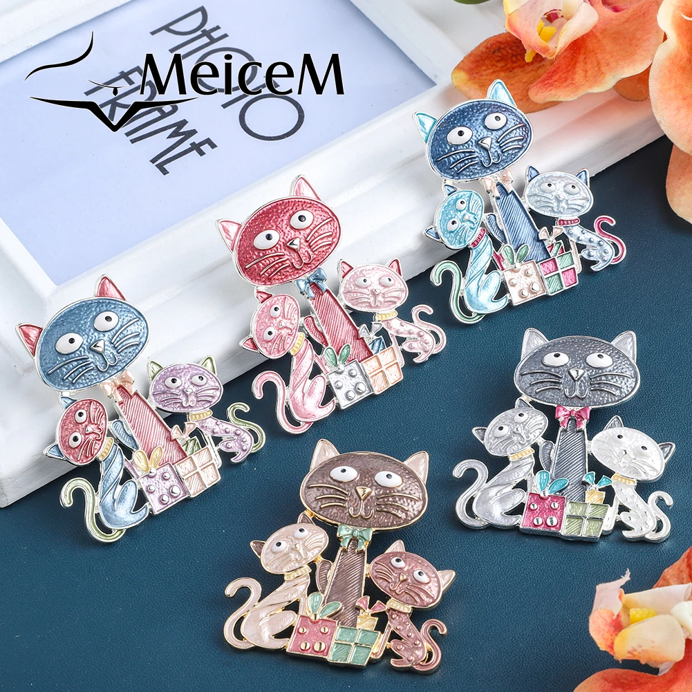 MeiceM красочная эмалированная Милая кошка Магнитная Пряжка Брошь шерстяная одежда