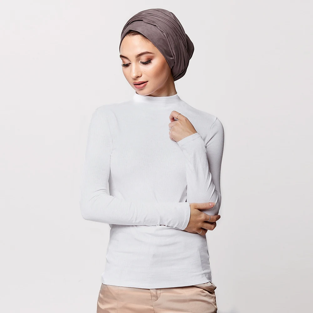 Модная мусульманская женская рубашка с длинным рукавом и высоким воротником