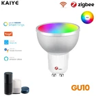 Умная Светодиодная лампа Zigbee 3,0 GU10, 5 Вт, RGBCW, точечный светильник, потолосветильник светильник, работает с умными предметами, Alexa, Echo Hub, Google Home, Tuya