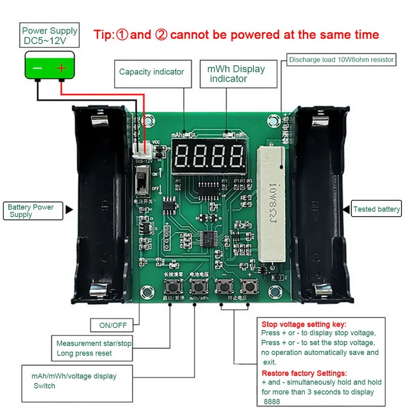 Battery Capacity Tester MAh MWh for 18650 Lithium Digital Measurement Detector Module | Инструменты