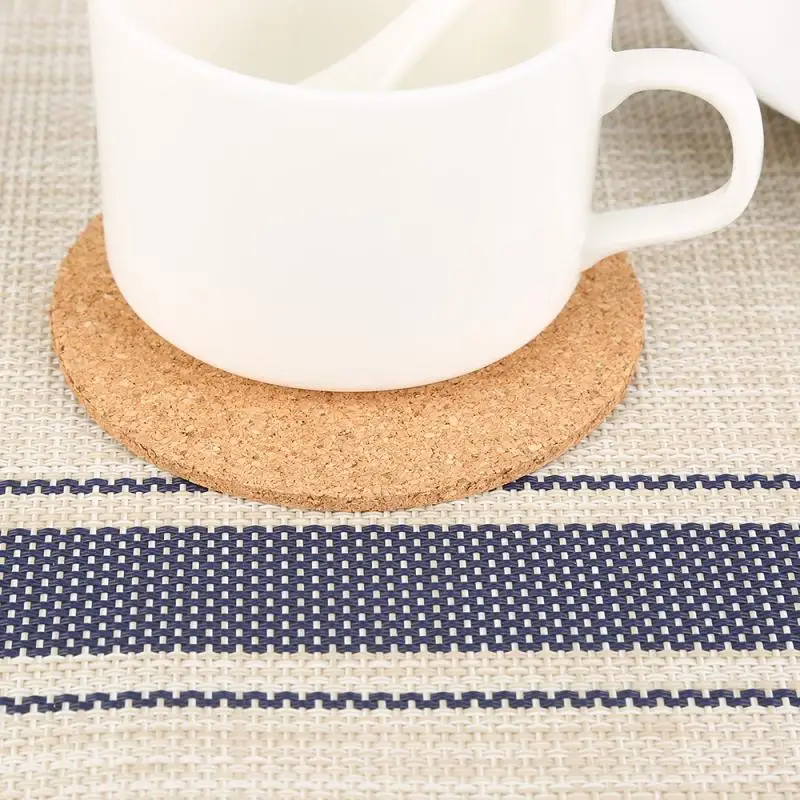 

1pcs Cup Mats Plain Round Cork Coasters Coffee Drink Tea Cup Mat Placemat Wine Table Mat Home Office Mat Non-Slip Tableware 9cm