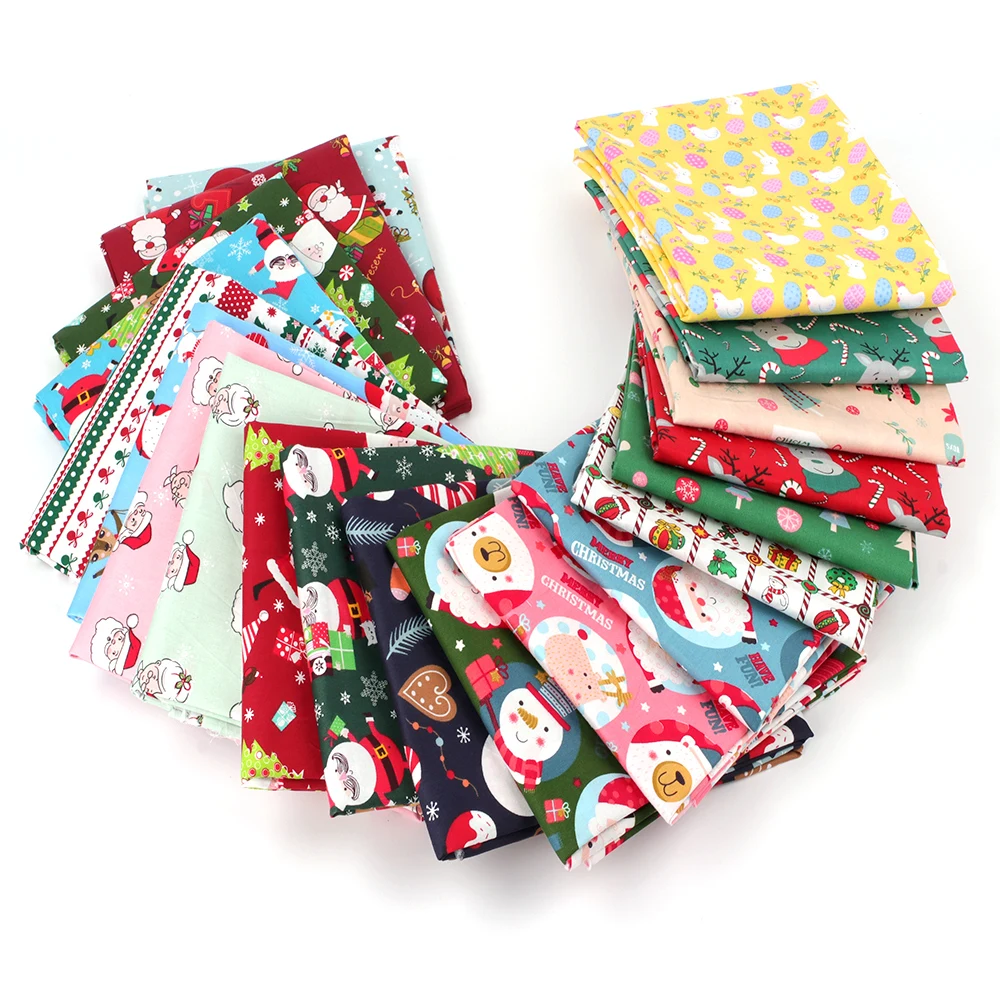 

Christmas Theme Cotton Fabric By The Meter Santa Claus Printed Cloth Sheet DIY Craft Supplie for Sewing Dress Making 45*145cm