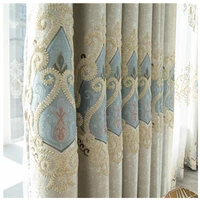 high end curtian thicken chenille crown embroidered curtain european luxury embroidered flower curtain for living room bedroom