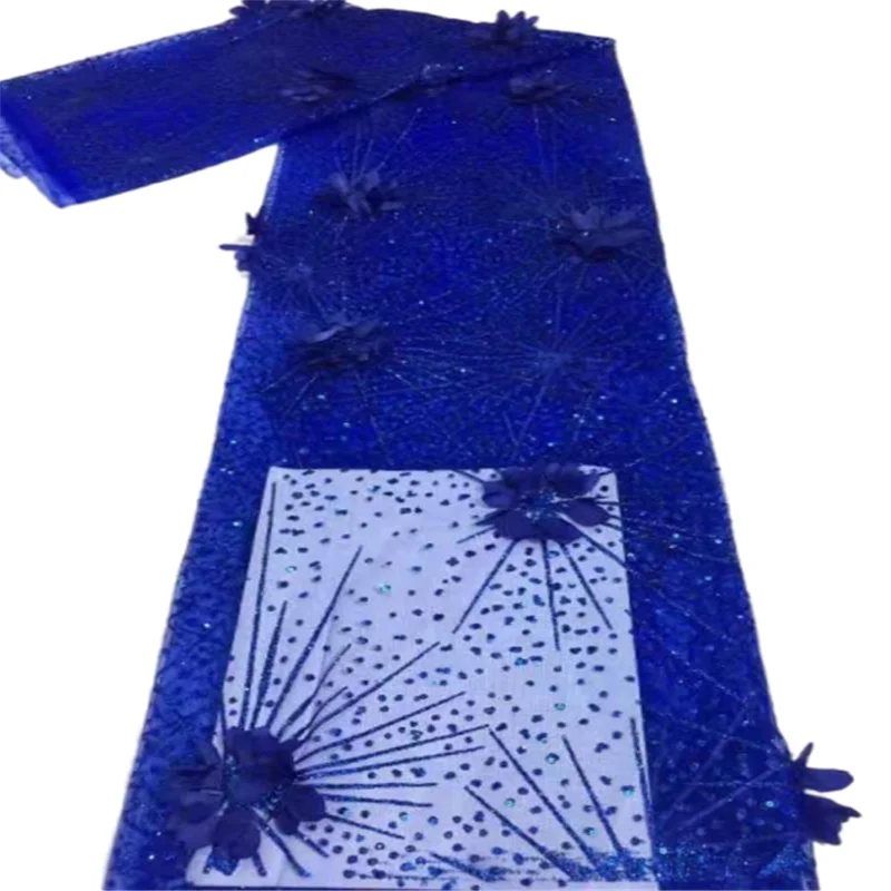 3d Африканское цветочное вышитое Тюлевое кружево жемчуг африканская кружевная