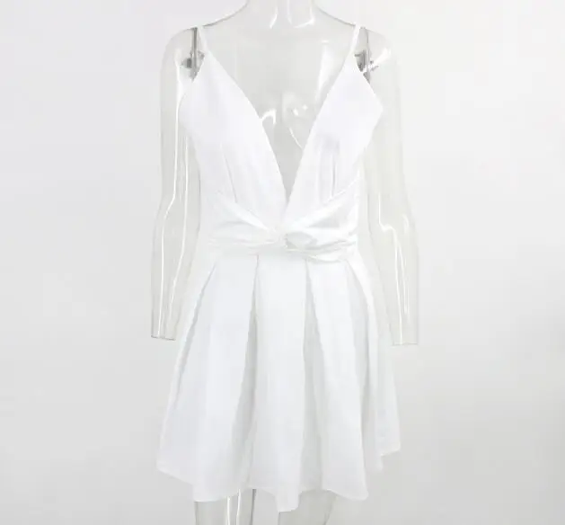 

Cultiseed Women Sexy Deep V neck Backless Nightclub Party Dress 2020 New Female White Spaghetti Strap Mini Dress Ladies Dresses