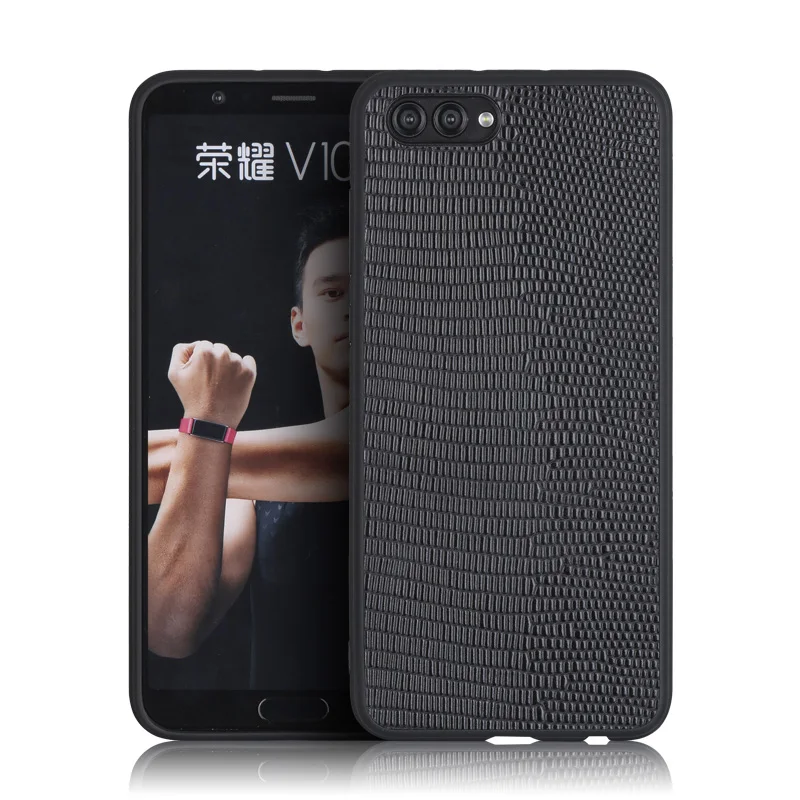 Роскошный чехол для телефона из натуральной кожи HUAWEI Honor V10 чехлы с текстурой