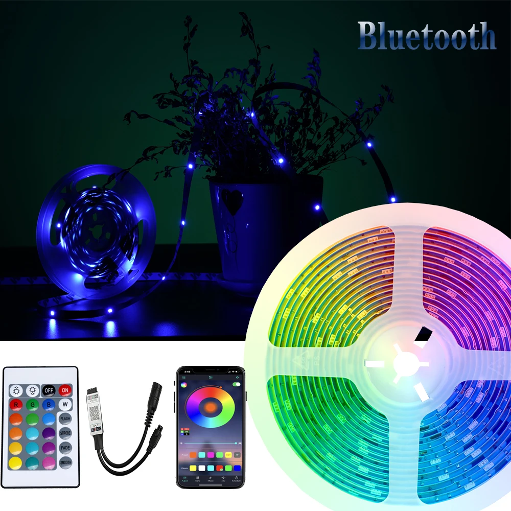 

LED Light Strip Lights Bluetooth Controller RGB 2835 No Waterproof 5M 10M 15M 20M Diode Flexible Decoration Background Lighting